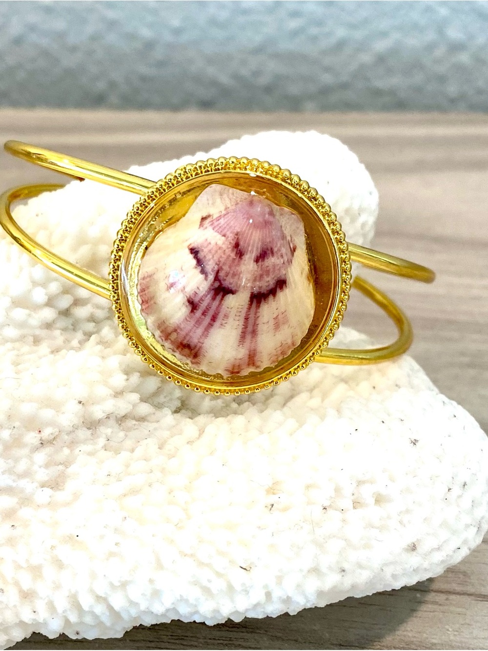 137. Gold Sanibel Scallop shell Cuff bracelet